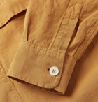 Mr P. - Convertible-Collar Garment-Dyed Lyocell, Linen and Cotton-Blend Shirt - Orange