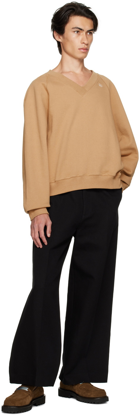 Recto Brown V-Neck Sweatshirt