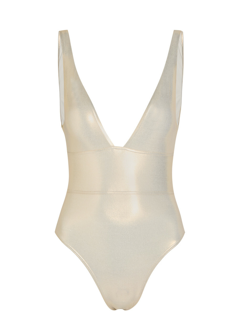 Melissa Odabash Caribbean V-neck Swimsuit Gold