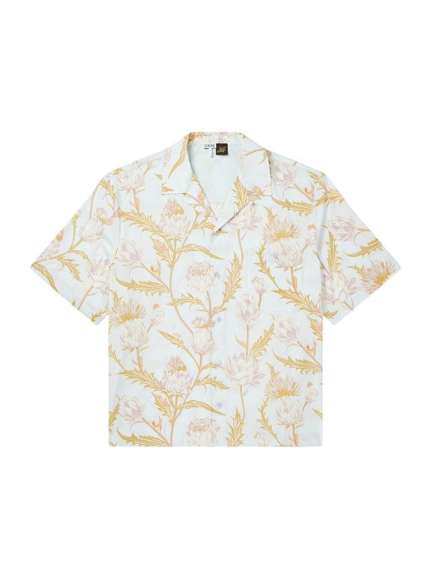 Photo: LOEWE - Paula's Ibiza Anagram-Embroidered Camp-Collar Printed Cotton Shirt - Blue
