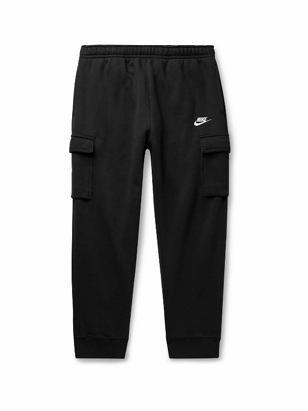 Photo: Nike - Sportswear Club Slim-Fit Tapered Cotton-Blend Jersey Cargo Sweatpants - Black