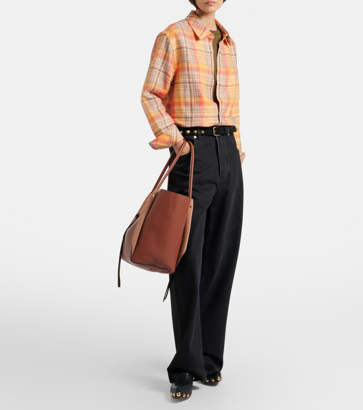 God's True Cashmere Twilight linen shirt with moonstone