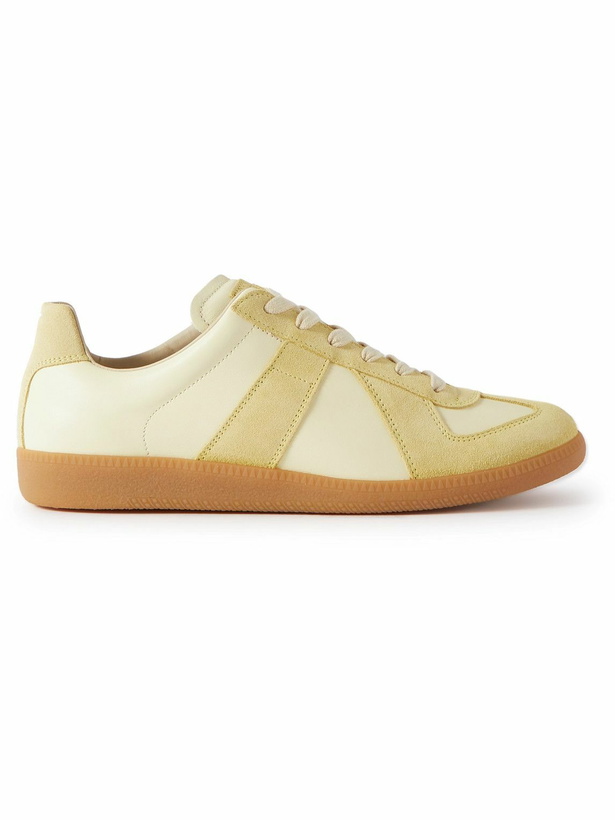 Photo: Maison Margiela - Replica Leather and Suede Sneakers - Yellow