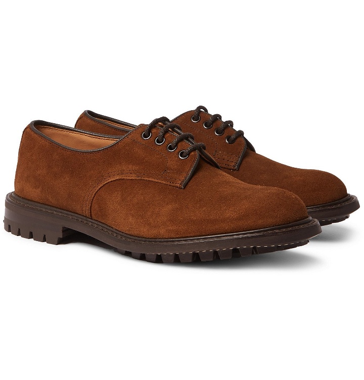 Photo: Tricker's - Daniel Leather-Trimmed Suede Derby Shoes - Brown
