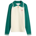 Casablanca Men's Cable Knit Zip Up in Green/White
