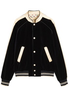 Valentino Garavani Satin-trim Velvet Bomber Jacket Black