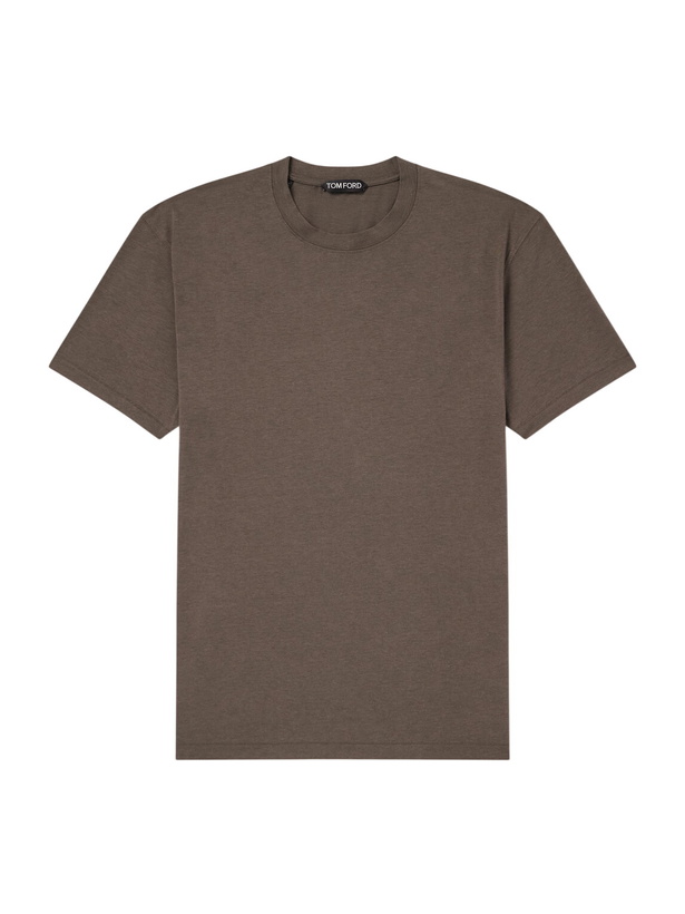 Photo: TOM FORD - Lyocell and Cotton-Blend T-Shirt - Brown