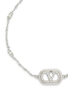Valentino Garavani Vlogo Embellished Chain Bracelet Silver