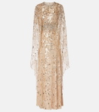 Jenny Packham Honey Dew caped embellished gown