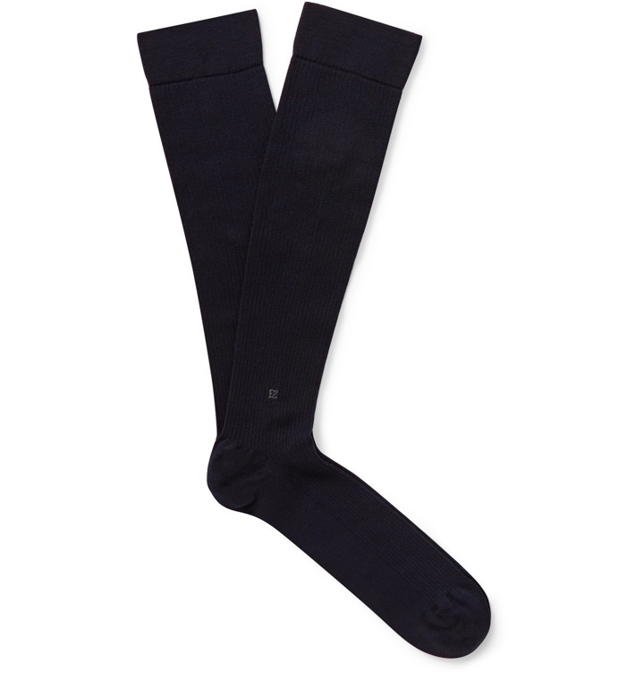 Photo: Ermenegildo Zegna - Traveller Compression Wool-Blend Socks - Blue