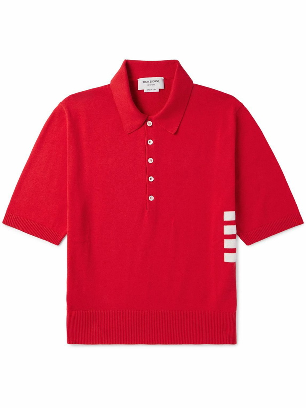 Photo: Thom Browne - Slim-Fit Striped Cotton Polo Shirt - Red