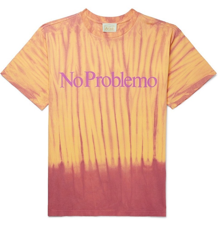 Photo: Aries - Printed Tie-Dyed Cotton-Jersey T-Shirt - Men - Yellow