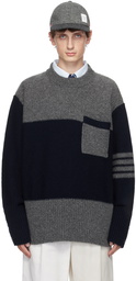 Thom Browne Navy & Gray 4-Bar Sweater