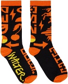 Walter Van Beirendonck Black & Orange Dawleetoo Socks