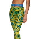 Versace Jeans Couture Green and Gold Leopard Print Baroque Leggings