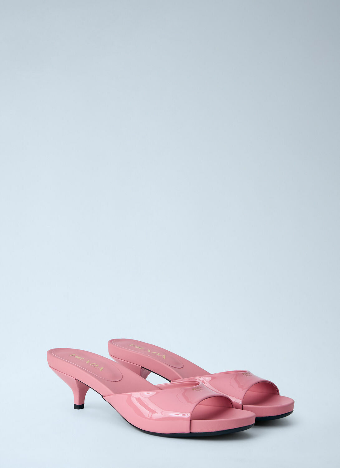 Prada Patent Leather Kitten Heel Mules