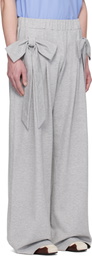 ANDREJ GRONAU Gray Bow Ribbon Sweatpants