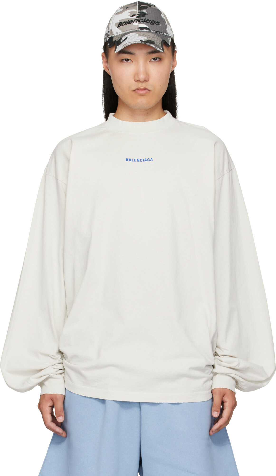 Balenciaga Men's Offshore Vintage Longsleeve T-Shirt in Faded