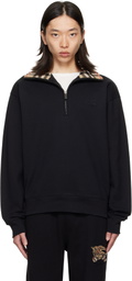 Burberry Black Check Collar Half-Zip Sweatshirt