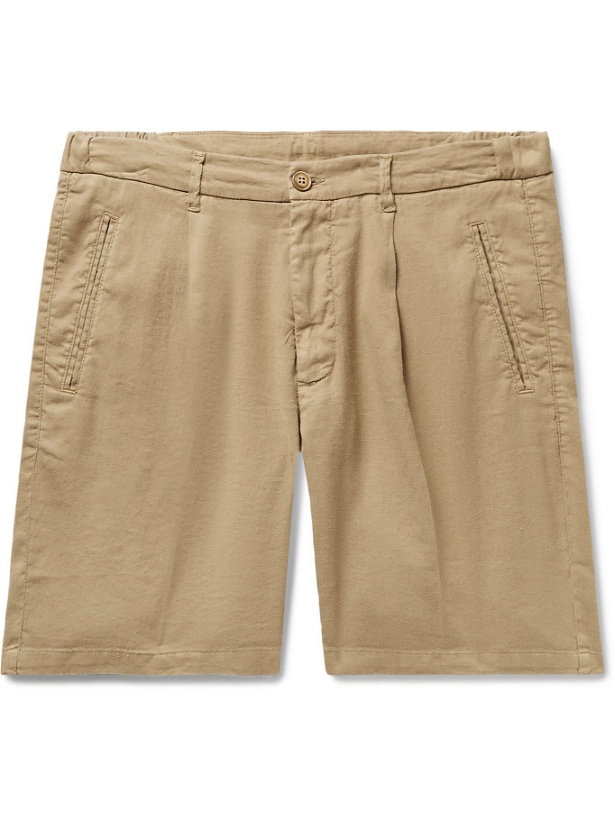 Photo: ALTEA - Slub Linen and Cotton-Blend Shorts - Brown