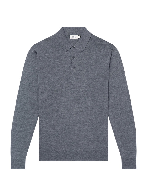 Photo: Altea - Wool, Silk and Cashmere-Blend Polo Sweater - Gray