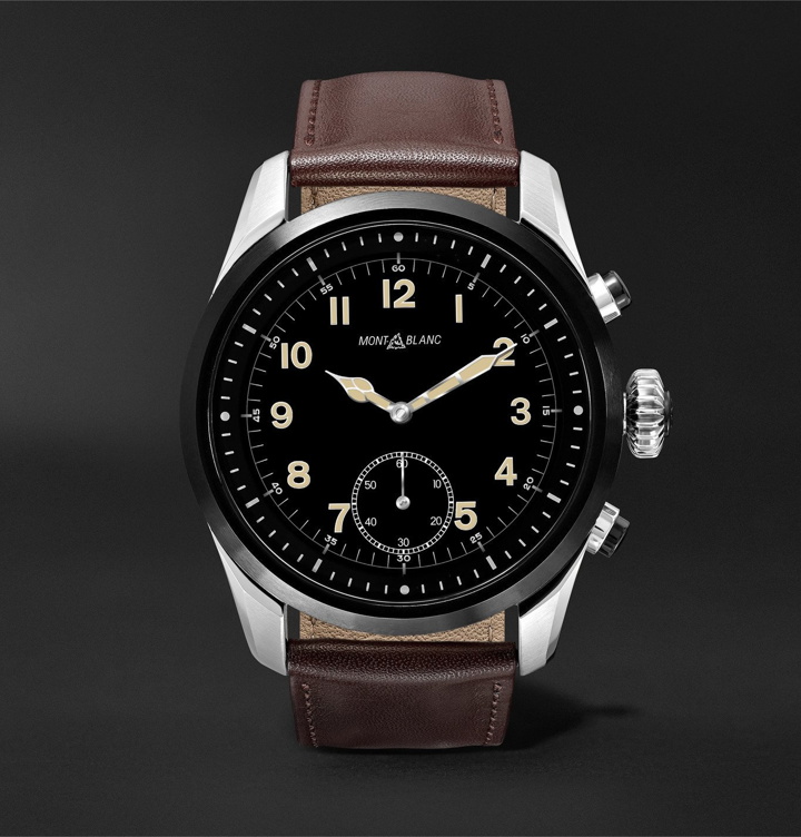 Photo: Montblanc - Summit 2 42mm Stainless Steel and Leather Smart Watch, Ref. No. 119439 - Brown