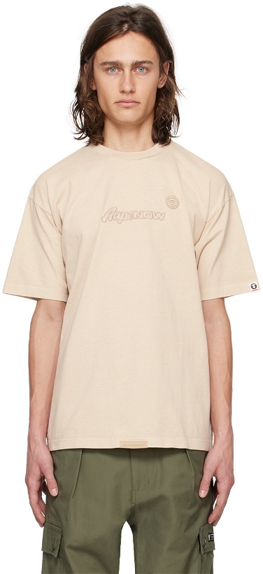 Photo: AAPE by A Bathing Ape Beige Embroidered T-Shirt