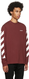 Off-White Burgundy Diag Long Sleeve T-Shirt