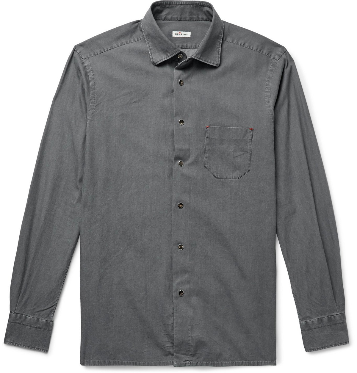 Kiton - Slim-Fit Cotton-Flannel Shirt - Gray Kiton