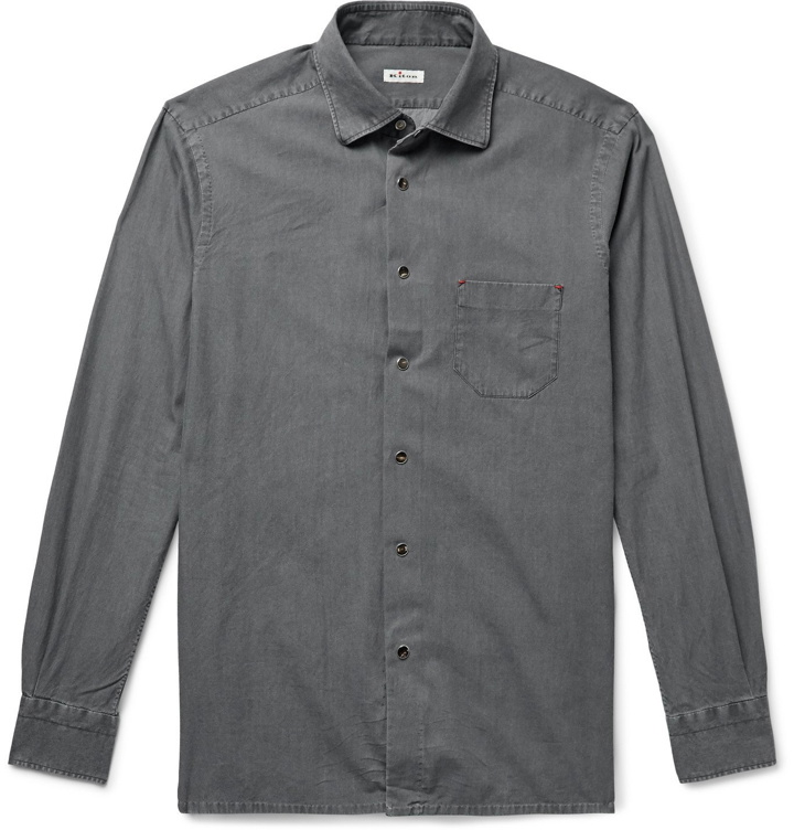 Photo: Kiton - Slim-Fit Cotton-Flannel Shirt - Gray