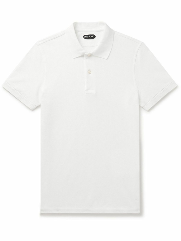 Photo: TOM FORD - Garment-Dyed Cotton-Piqué Polo Shirt - White
