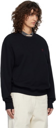 AMI Paris Black Cotton Ami de Coeur Sweatshirt