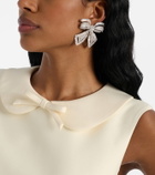 Self-Portrait Bow crystal-embellished earrings