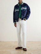 Aimé Leon Dore - Logo-Embroidered Satin Varsity Jacket - Blue
