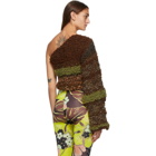 Louise Lyngh Bjerregaard Brown and Green Boucle Single-Shoulder Sweater