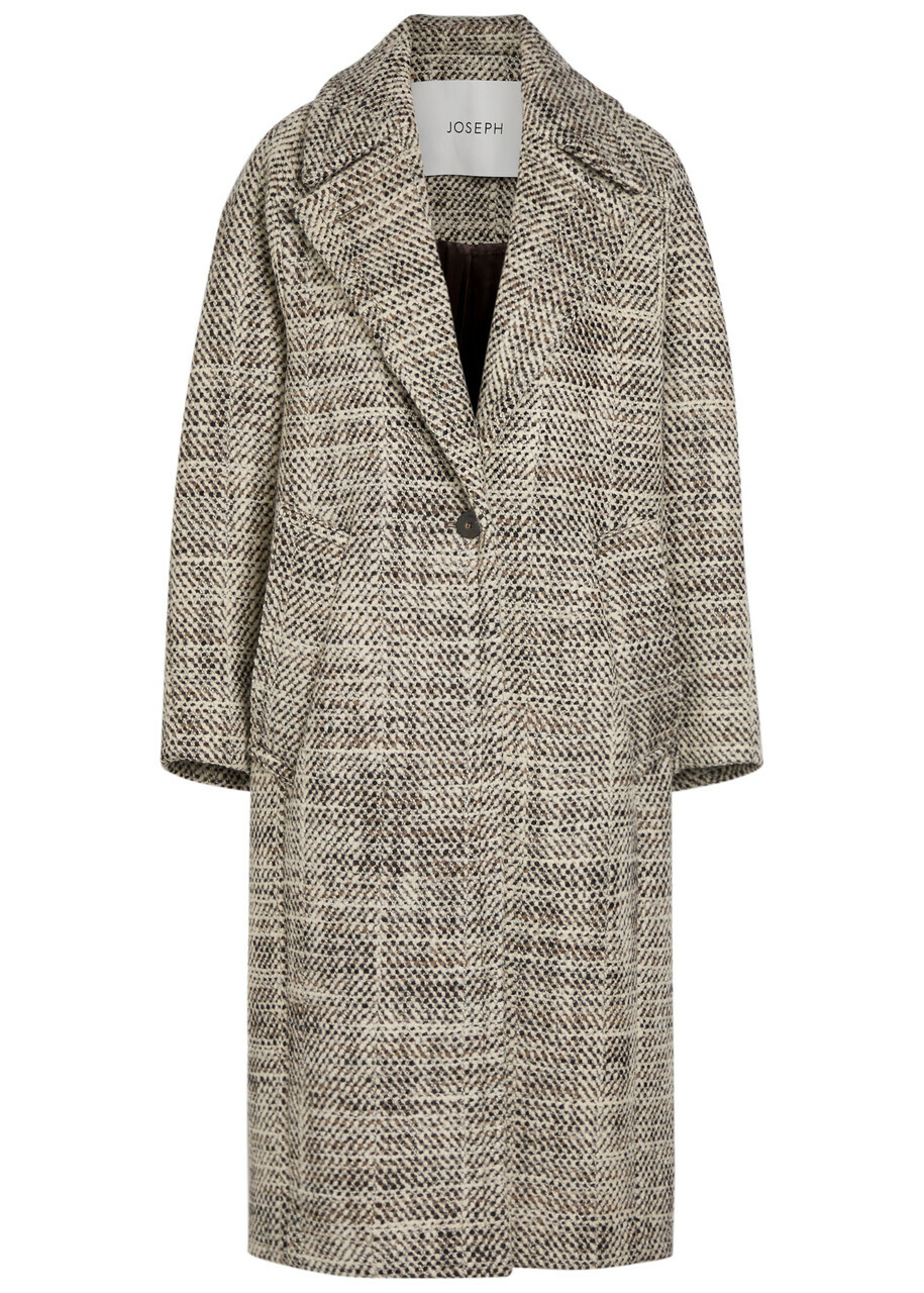 Joseph Florent Crosshatch Wool-blend Coat Brown