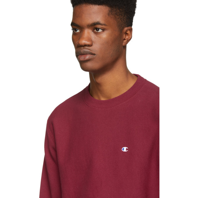 Champion Reverse Weave Burgundy Logo Sweatshirt Champion Reverse Weave