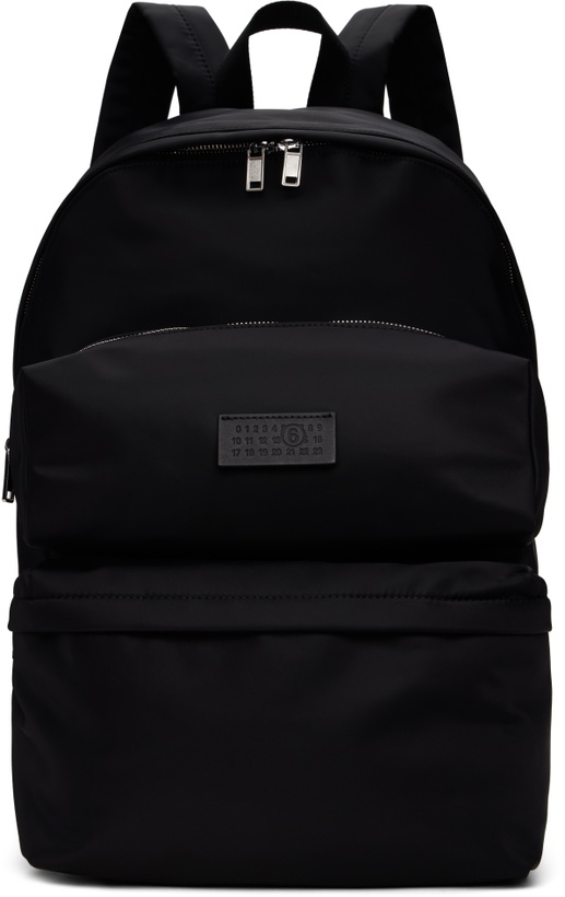 Photo: MM6 Maison Margiela Black Nylon Three Pockets Backpack