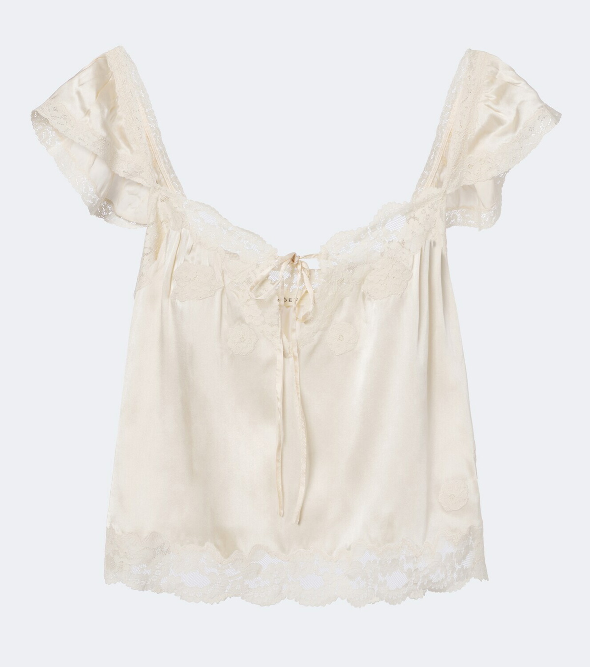 Dôen Rosalee lace-trimmed silk satin top