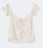 Dôen Rosalee lace-trimmed silk satin top