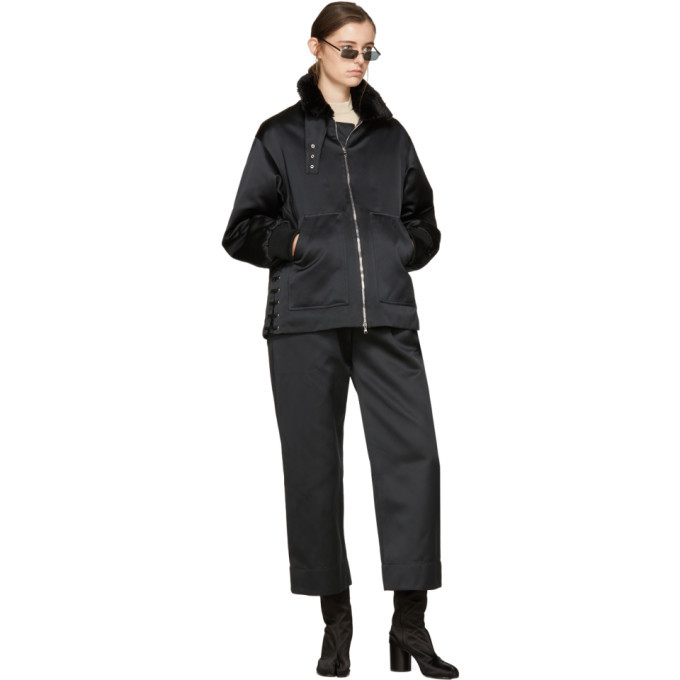 Nomia Black Satin Wide-Leg Trousers