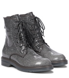 Max Mara - Beth glazed wool combat boots