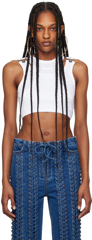 Photo: Jean Paul Gaultier White 'The Strapped Crop' Tank Top