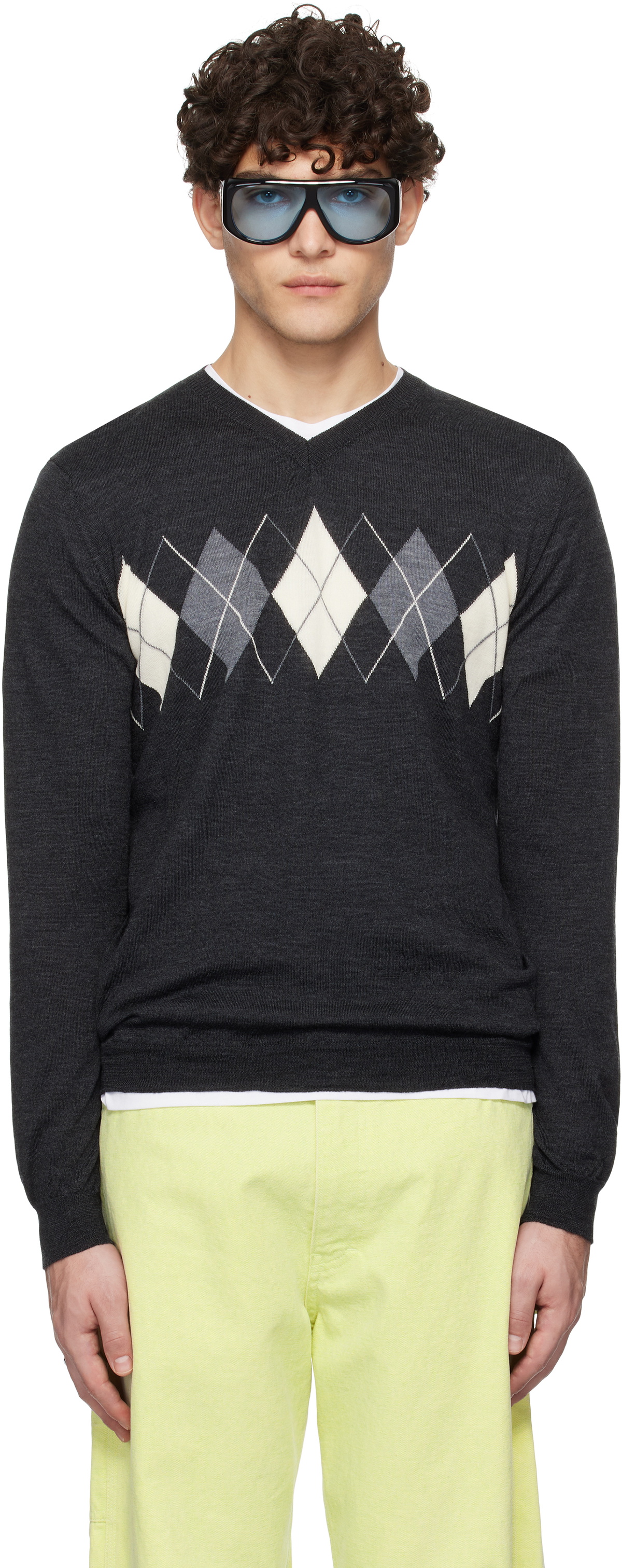 トップス PALOMA WOOL STADIUM SWEATER / GREY STADIUM-Grey soft knitted cardigan with '89' intarsia on the
