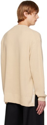 Solid Homme Beige Ribbed Sweater