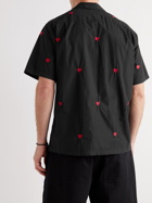 Portuguese Flannel - Convertible-Collar Embroidered Cotton-Poplin Shirt - Black
