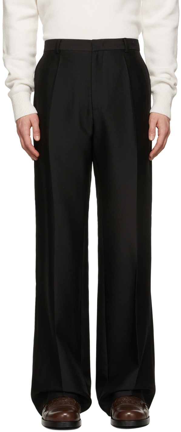 Recto Black Virgin Wool Tailored Trousers Recto