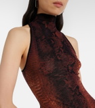 Jean Paul Gaultier Snake-effect halterneck gown
