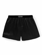 TOM FORD - Velvet-Trimmed Silk-Satin Boxer Shorts - Black