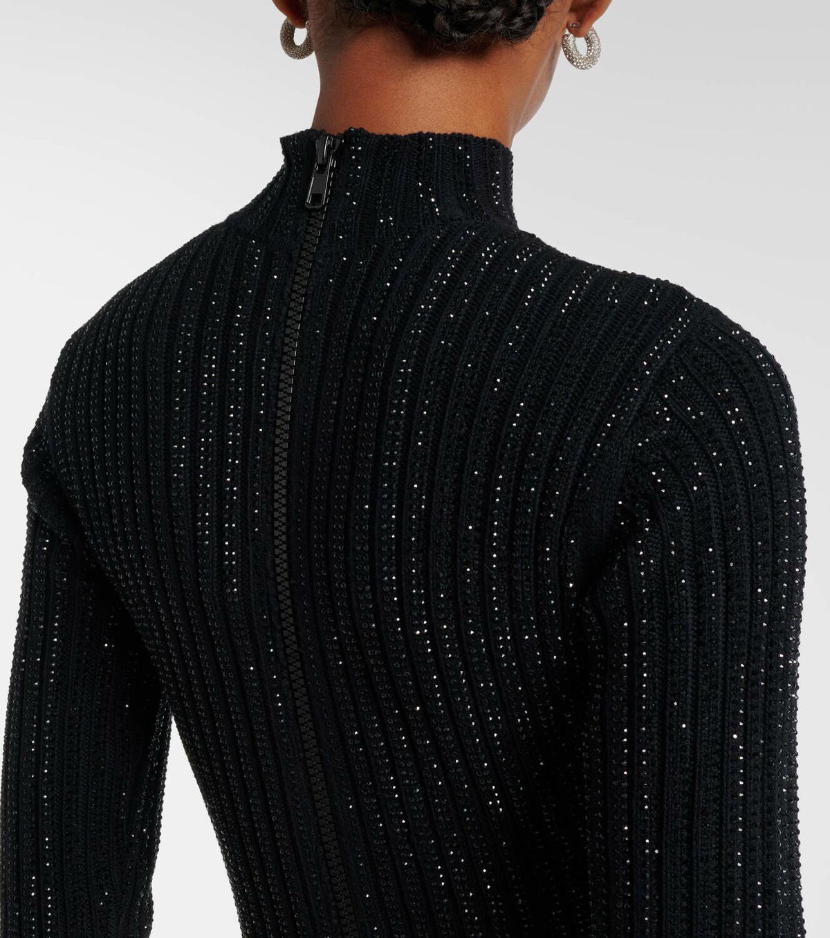 David Koma Embellished knitted cotton midi dress David Koma